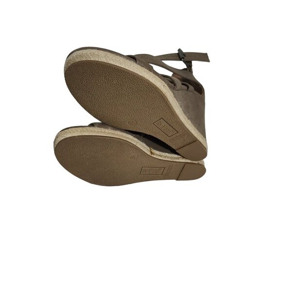 Brash Brown Wedge Heels Sandals Women Size 8.5 Strappy Open Toe Buckle Zippered - Picture 7 of 9